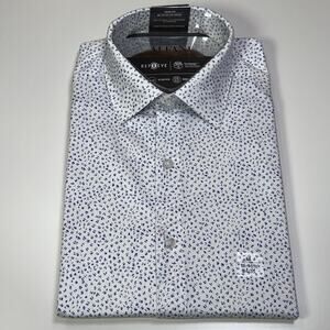 Alfani Men's Slim-Fit Temp Regulating Dress Shirt, white navy 15-15.5 34-35 $65